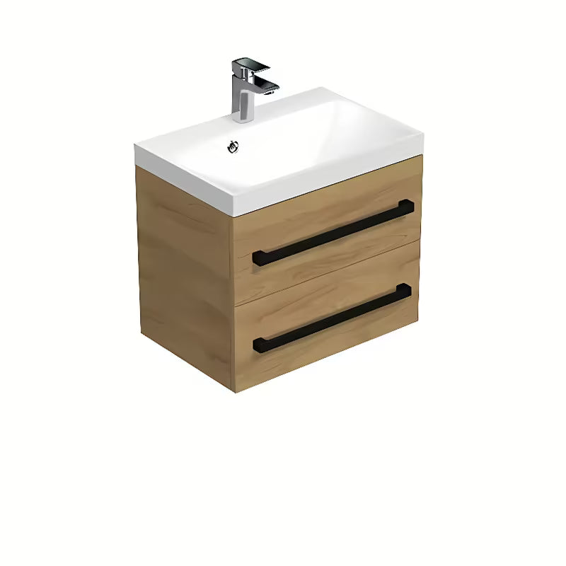 Pakabinama vonios spintelė su praustuvu SAT Cube Way ąžuolo dekoro hickory, 60x40 cm