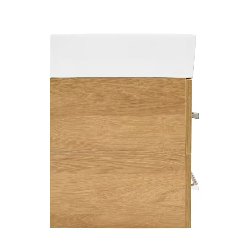 Pakabinama vonios spintelė SAT Cube Way su keraminiu praustuvu, ąžuolo hickory dekoro, 60x46x53 cm