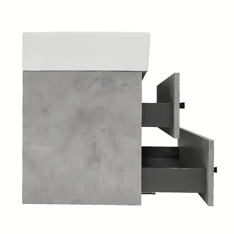 Pakabinama vonios spintelė su keraminiu praustuvu SAT Cube Way, betono dekoro, 60x46x53 cm.