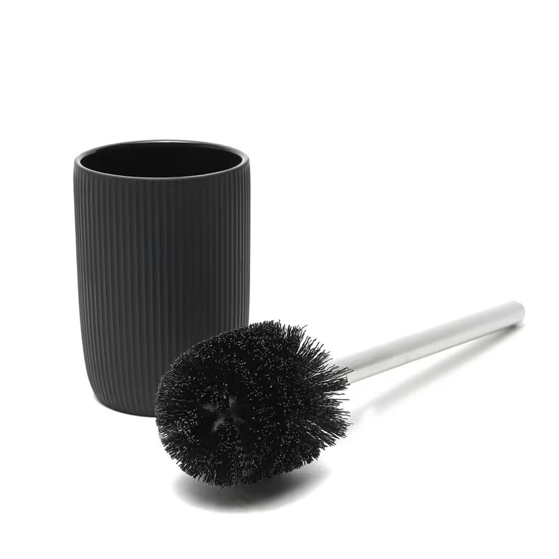 Juoda keraminė laisvai pastatomas WC šepetys SAT Evolution moderniam vonios kambariui.