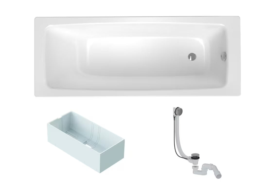 Stačiakampė vonia SAT Feel 150 x 70 cm iš emaliuoto plieno pro kairinei ir dešininei orientacijai