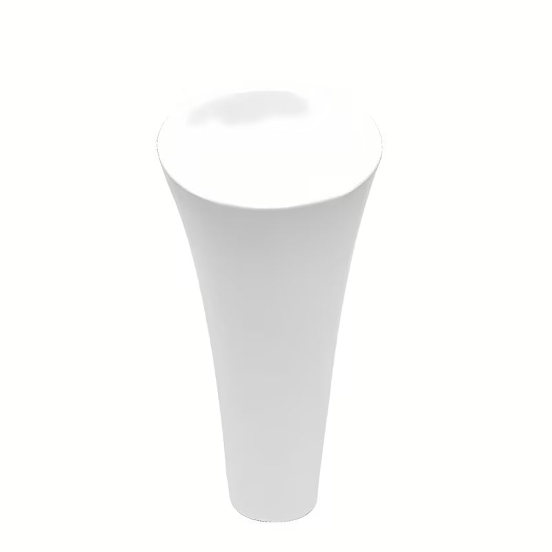 Laisvai pastatomas keraminis praustuvas SAT Fusion baltos spalvos, 42,5 cm skersmens ir 95 cm aukščio.