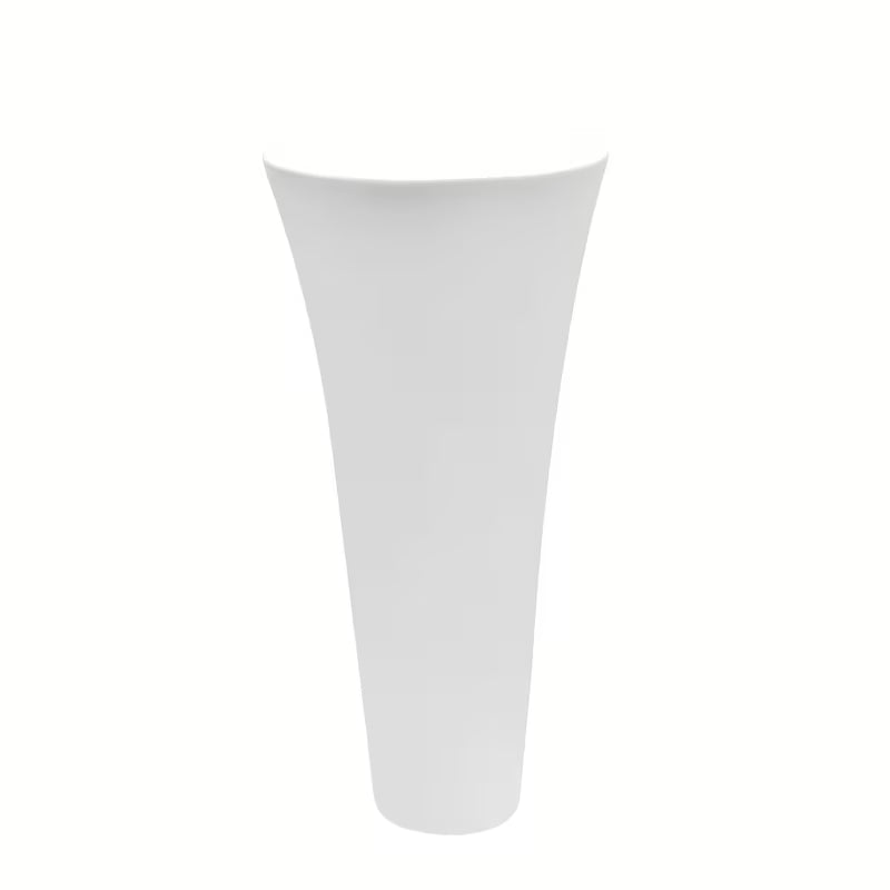 Laisvai pastatomas keraminis praustuvas SAT Fusion baltos spalvos, 42,5 cm skersmens ir 95 cm aukščio.