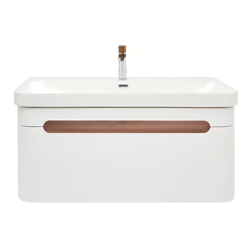Pakabinama spintelė su praustuvu SAT Fusion baltos matinės spalvos su užapvalintais kampais