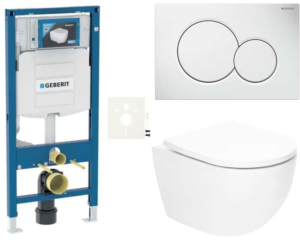 Pakabinami WC komplektas SAT Fusion su sūkuriniu nuplovimu ir moduliu Geberit Duofix