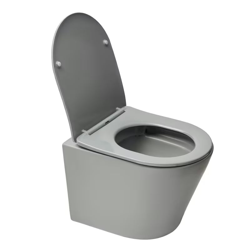 Pakabinamas KLOZETAS SAT Infinitio pilkos matinės spalvos, su paslėptu tvirtinimu ir sėdyne softclose.