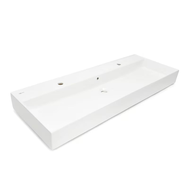 Baltas keraminis praustuvas SAT Infinitio 121,4x46,9 cm su persipylimo anga