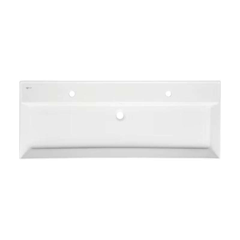 Baltas keraminis praustuvas SAT Infinitio 121,4x46,9 cm su persipylimo anga