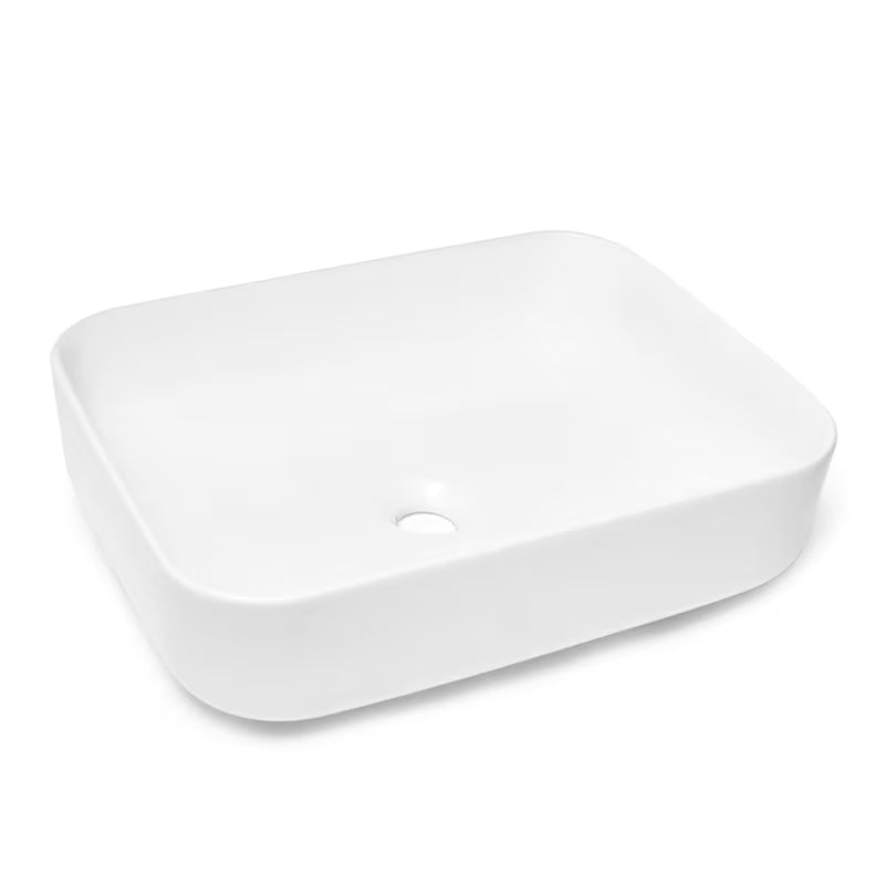 Baltas keraminis ovalus pastatomas ant stalviršio praustuvas SAT Infinitio be perpylimo 50 x 39 cm