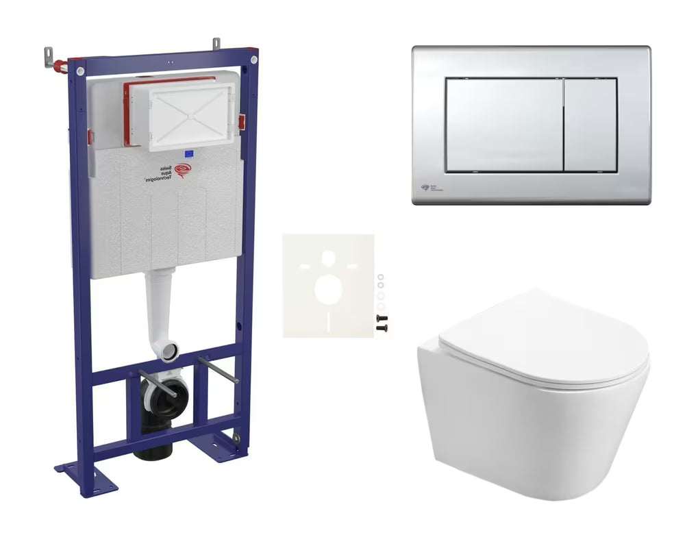 Pakabinami WC komplektas SAT Infinitio su potinkiniu moduliu, valdymo mygtuku ir sėdyne su softclose