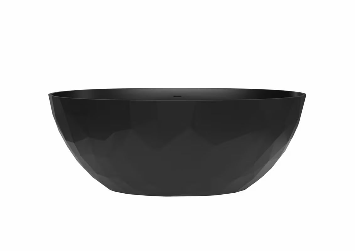 Laisvai pastatomas juoda vonia SAT Meda iš lieto marmuro, kairinės ir dešininės orientacijos.