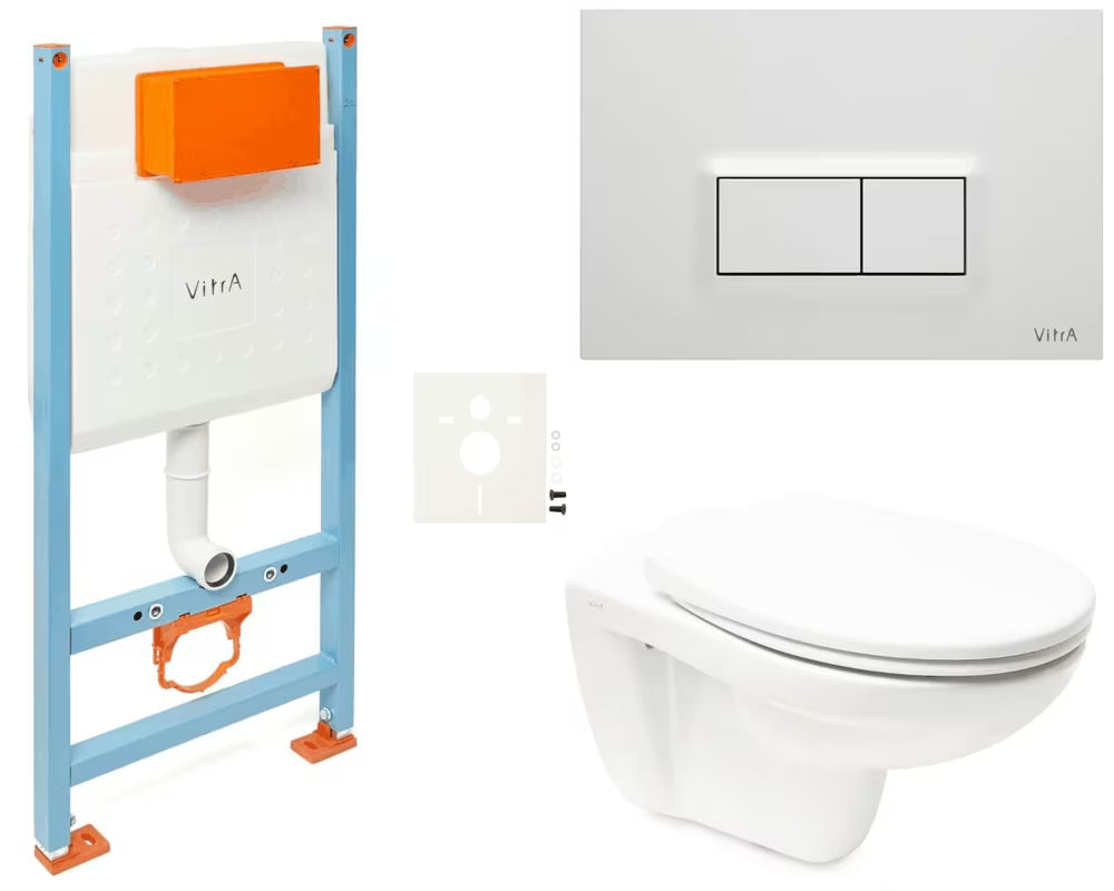 Pakabinami WC komplektas vitra Normus baltos spalvos su berėme Rimless technologija ir softclose sėdyne