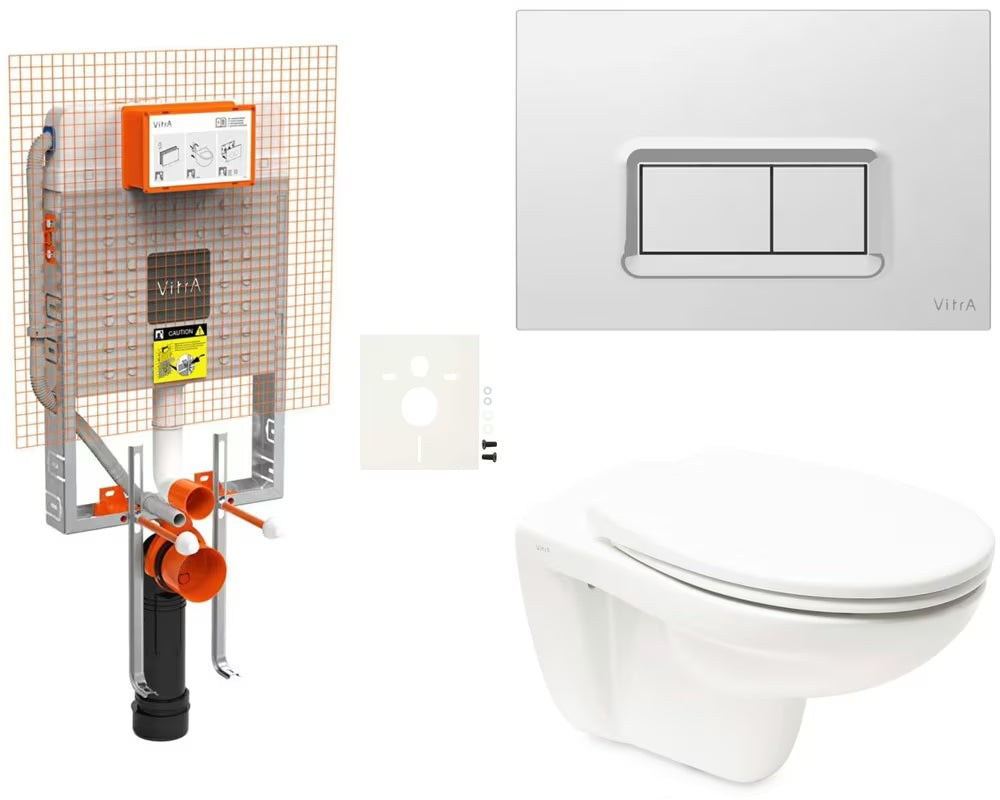 Pakabinami WC komplektas vitra Normus potinkinis su nuleidimo mygtuku ir sėdyne su softclose.
