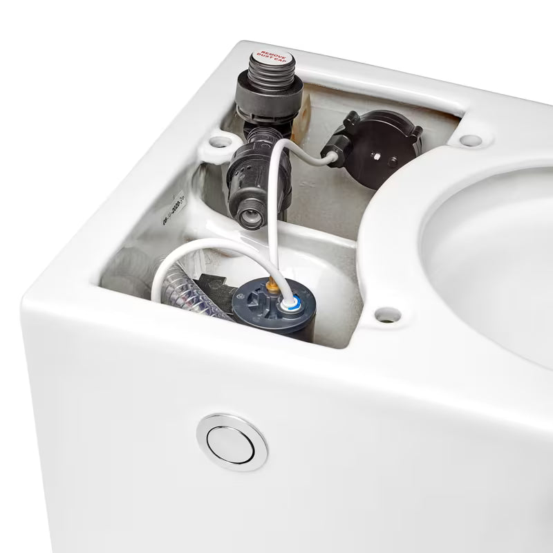 Pastatomas WC SAT optimflush baltos spalvos su integruotu bakeliu ir šoniniu pneumatiniu nuleidimo mygtuku.