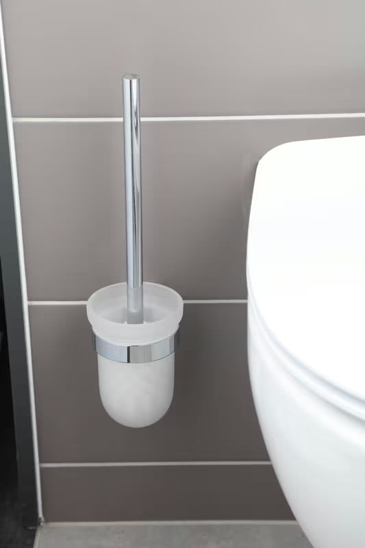 Sieninė WC šepetys SAT Project chromo spalvos su matiniu stiklu