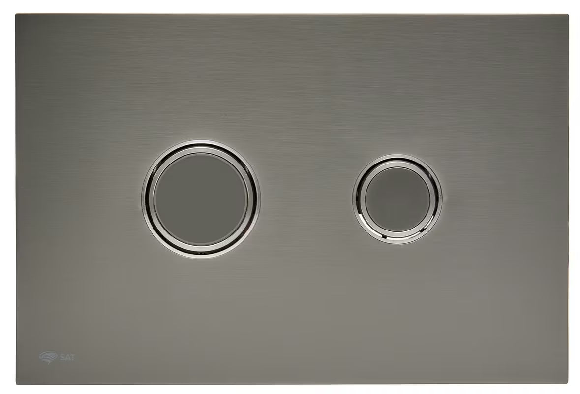 Vandens nuleidimo Mygtukas SAT gun metal matinės spalvos, iš nerūdijančio plieno su PVD danga ir Anti-fingerprint paviršiumi.