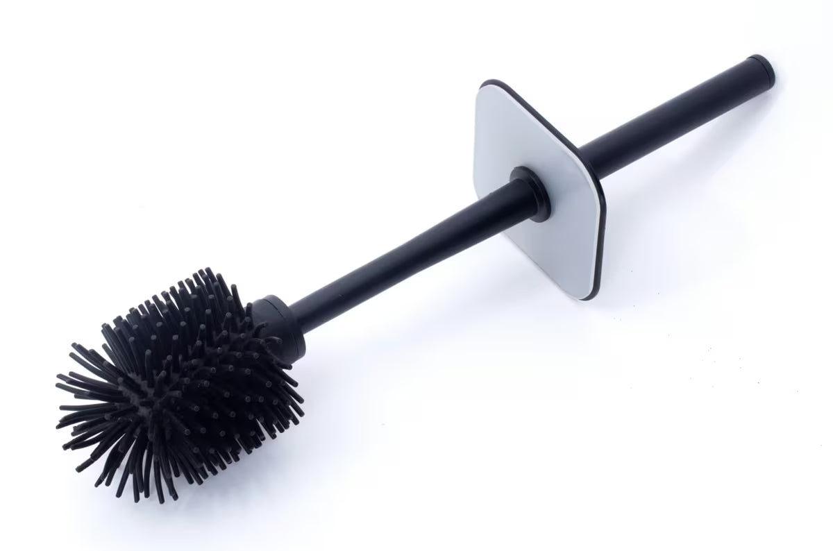 Juodas matinis metalinis WC šepetys SAT su laikikliu tualetiniam popieriui