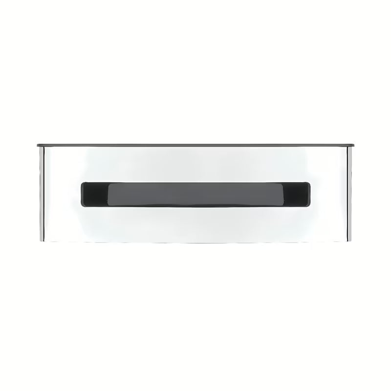 Nerūdijančio plieno dušo lentynėlė SAT Chrome chromo spalvos su išimamu juodu plastikiniu įdėklu.