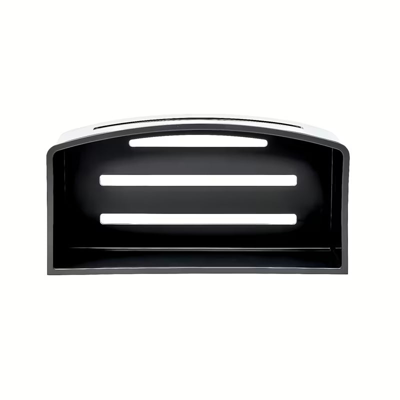 Nerūdijančio plieno dušo lentynėlė SAT Chrome chromo spalvos su išimamu juodu plastikiniu įdėklu.