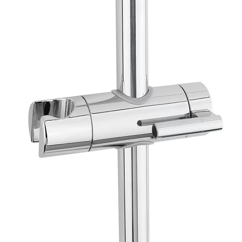 Dušo komplektas SAT Chrome su 3 srovių rankiniu dušu, dušo stovu ir balta stikline lentynėle