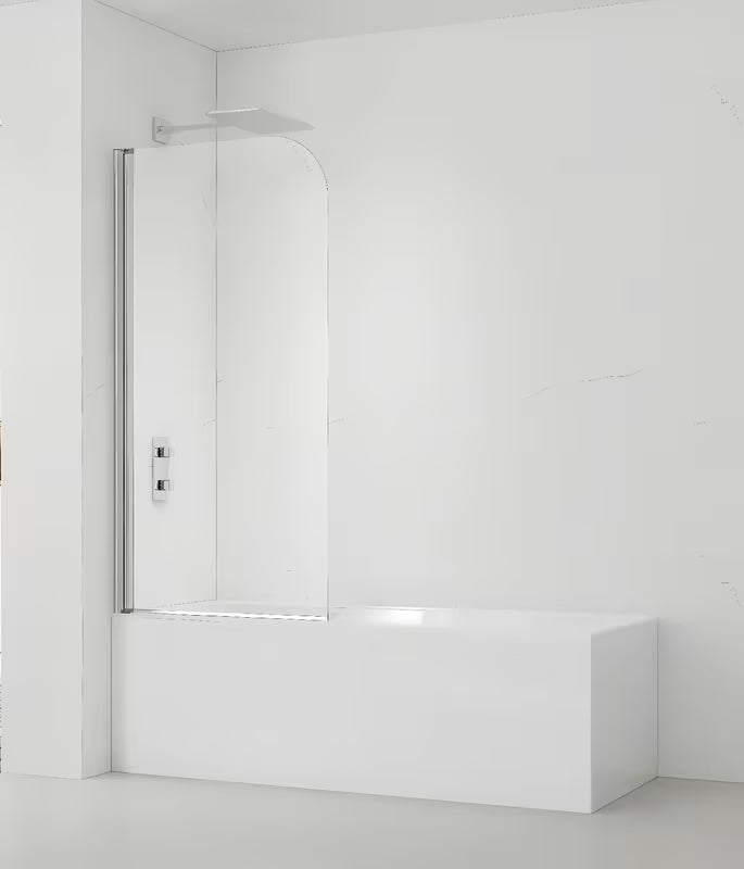 Vonios sienelė SAT Chrome su chromuotu profiliu, varstoma dalimi ir EasyClean danga padengtu stiklu, aukštis 150 cm.