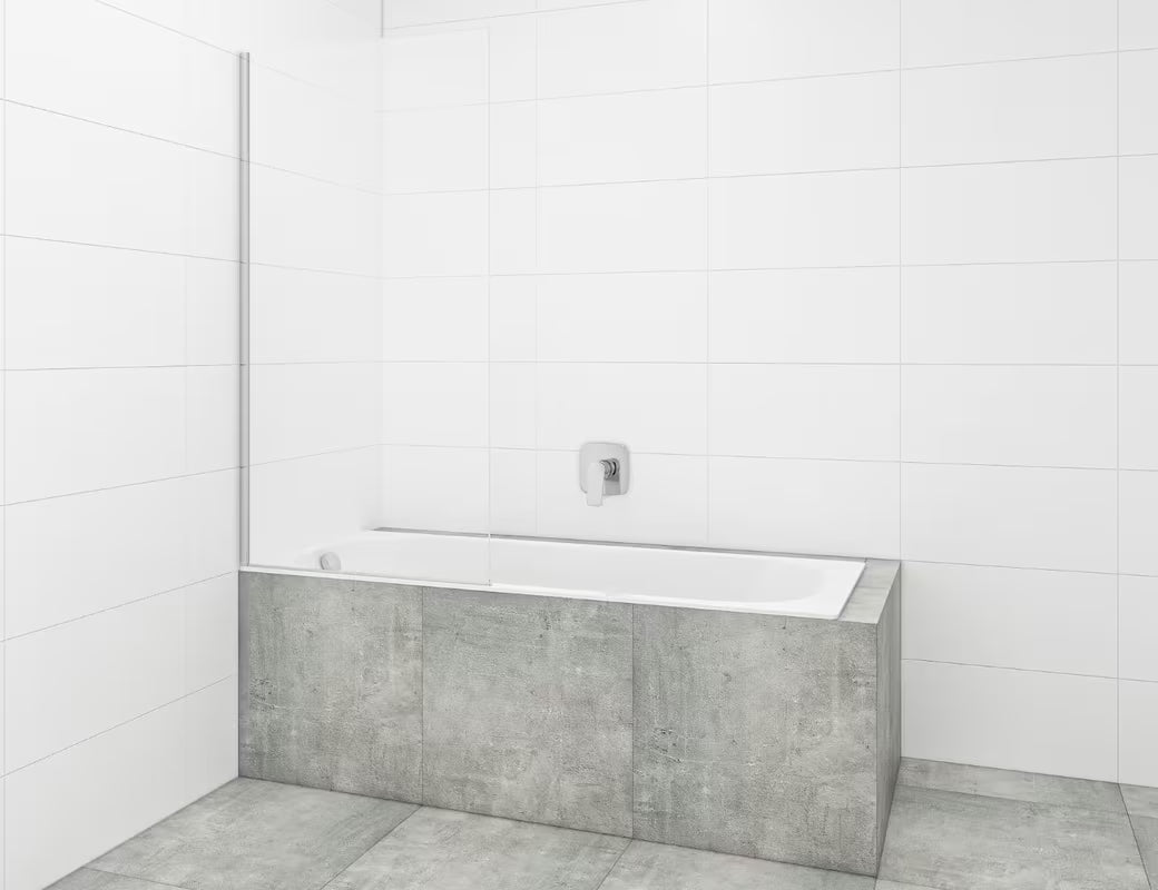 Stacionari vonios sienelė SAT Chrome 150x80 cm su chromuotu profiliu ir EasyClean danga padengtu stiklu.