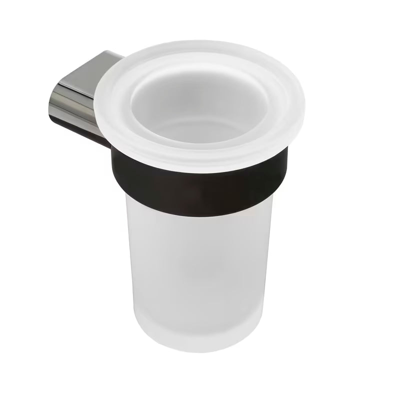 Sieninis stiklinės laikiklis SAT Simply R PVD dark-metal spalvos, su matiniu stiklu