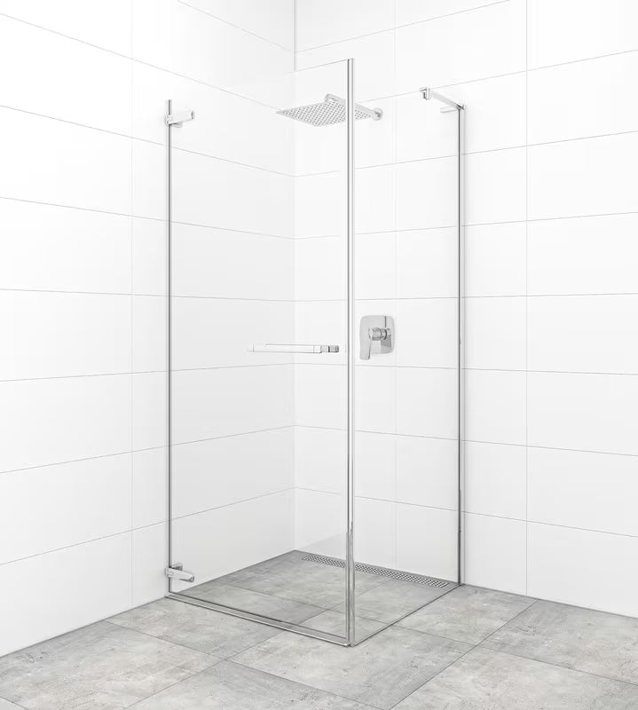 Varstomos dušo durys SAT TGD New 80 cm, blizgaus chromo, su skaidriu stiklu ir Easyclean danga.