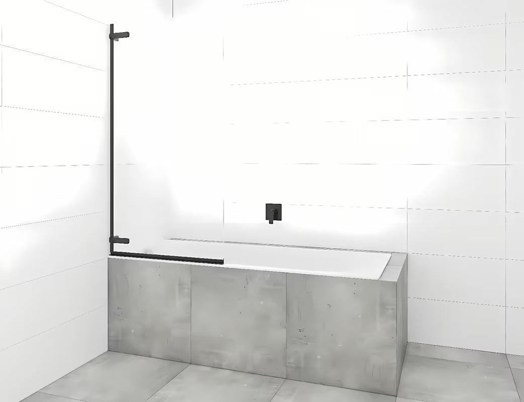 Varstoma vonios sienelė SAT Tgd New 150x80 cm su skaidriu stiklu ir juodu matiniu profiliu