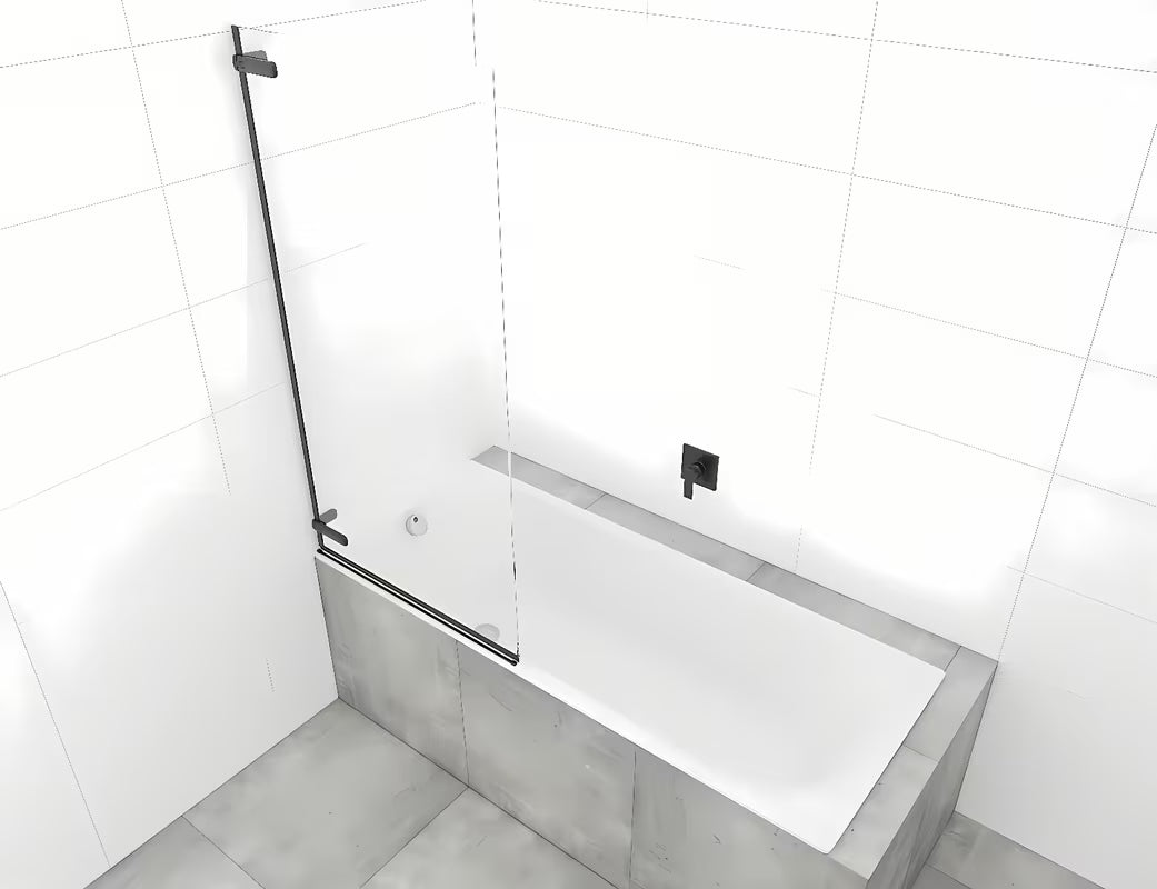 Varstoma vonios sienelė SAT Tgd New 150x80 cm su skaidriu stiklu ir juodu matiniu profiliu