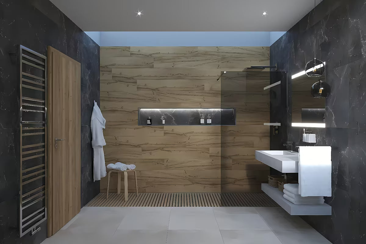 Dušo sienelė SAT Walk-in 100x200 cm su nepermatomu dūminio efekto stiklu ir blizgaus chromo apdaila.