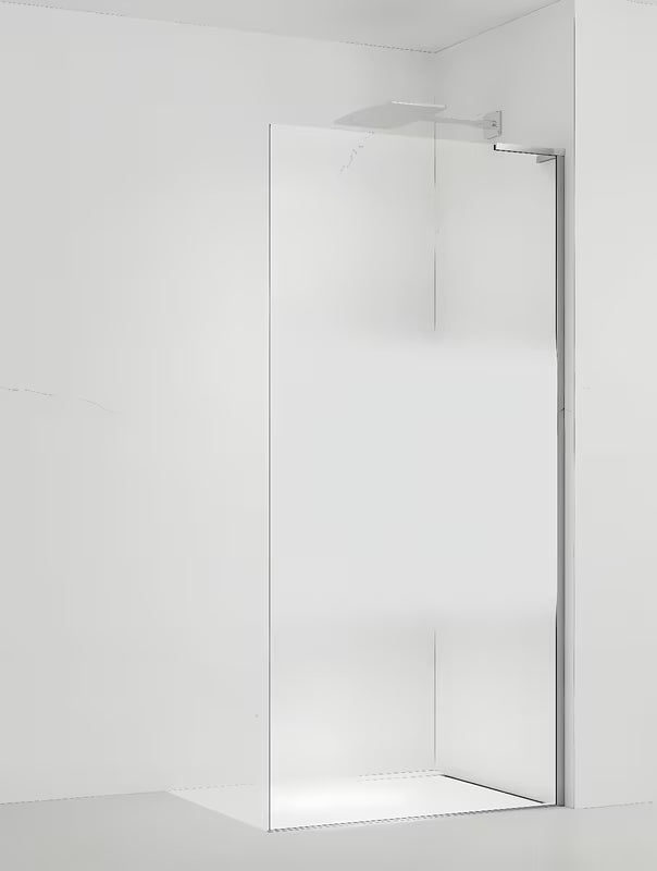 Walk-in dušo sienelė SAT Walk-in 100 cm, chromo spalvos, su skaidriu stiklu ir privatumo juosta