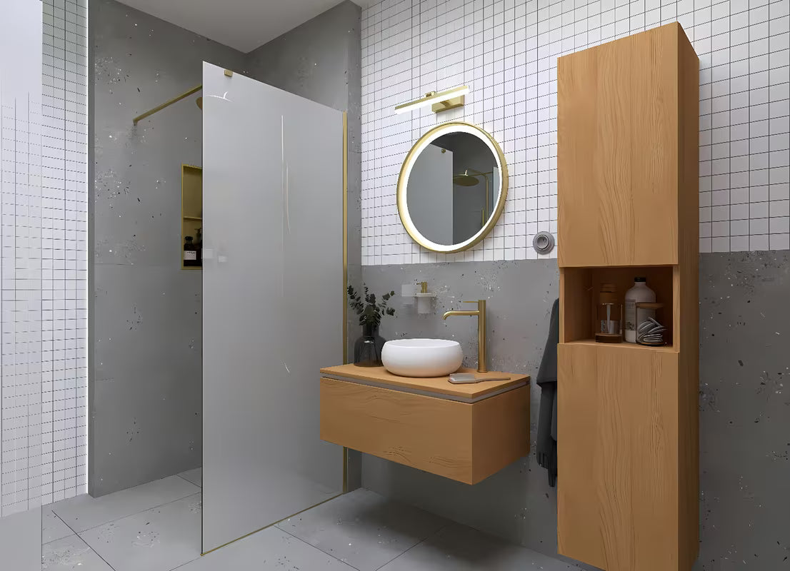 Walk-in dušo sienelė SAT Walk-in 100 cm, žalvario spalvos, su grūdintu stiklu ir EasyClean danga.