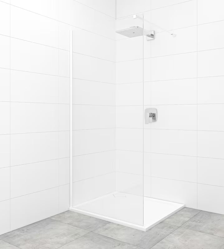 SAT Walk-in walk in Dušo-Sienelė 100 cm su skaidriu stiklu ir baltais profiliais