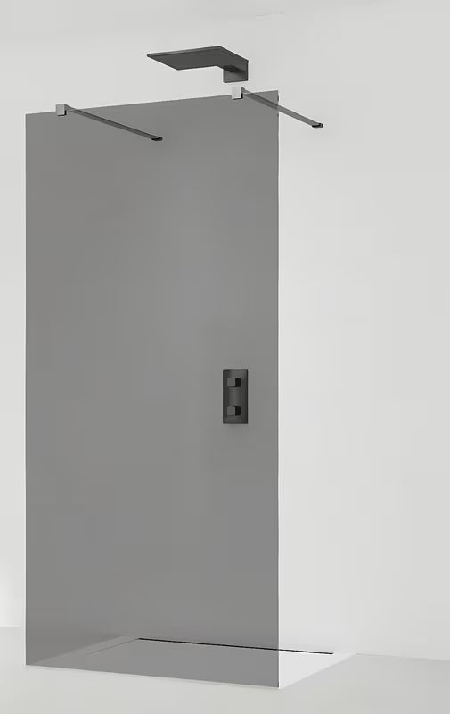 SAT Walk-in walk in Dušo-Sienelė 110 cm juodos spalvos, su skaidriu stiklu ir berėmiu dizainu.