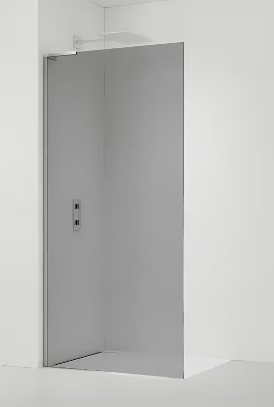 Stacionari walk in Dušo-Sienelė 110x200 cm, chromo spalvos, su dūminiu stiklu ir Easy Clean danga.