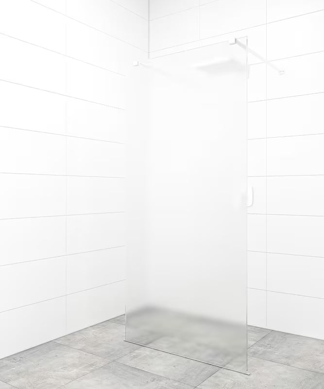 Balta walk-in dušo sienelė SAT Walk-in su skaidriu stiklu ir berėmiu dizainu