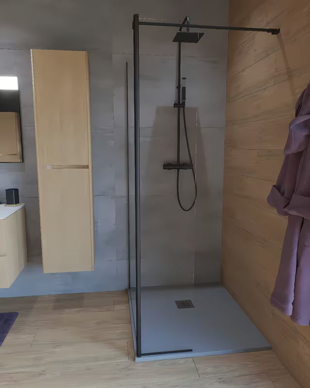 SAT Walk-in walk in Dušo-Sienelė 120 cm juodos spalvos su skaidriu stiklu be dekoro