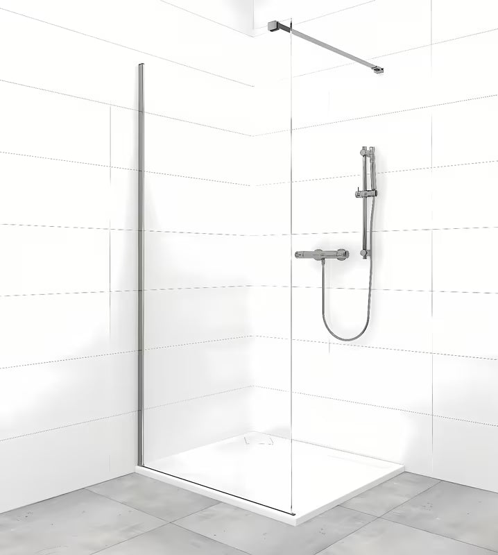 Walk-in dušo sienelė SAT Walk-in 120 cm su skaidriu stiklu ir PVD Gun metal profiliais