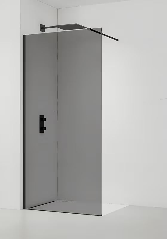 SAT Walk-in walk in Dušo-Sienelė 140 cm, juodos spalvos, nepermatomas dūminis stiklas