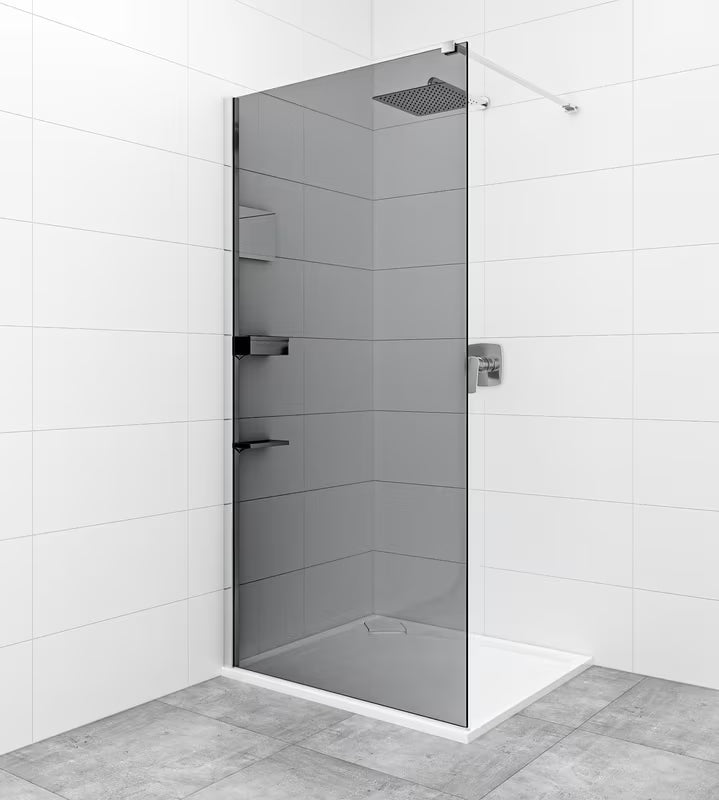 SAT Walk-in walk in Dušo-Sienelė 140 cm blizgaus chromo spalvos su nepermatomu stiklu su dūminiu dekoru