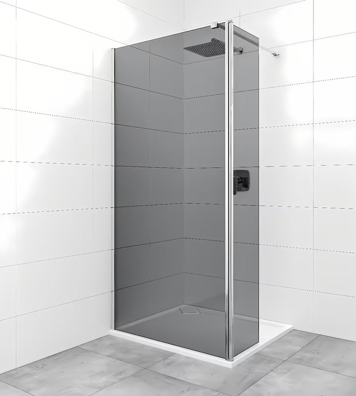 SAT Walk-in walk in Dušo-Sienelė 140 cm blizgaus chromo spalvos su nepermatomu stiklu ir dūminiu efektu