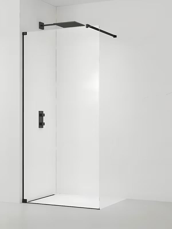 Dušo sienelė SAT Walk-In 60 cm, juodos spalvos, su skaidriu stiklu ir stabilizatoriumi