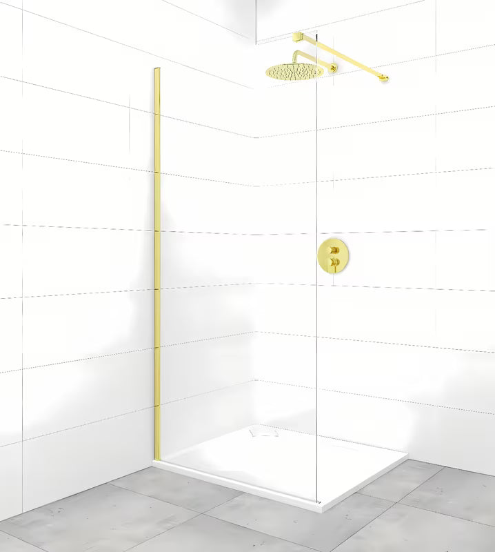 Stacionari dušo sienelė SAT Walk-in 60 cm su skaidriu stiklu ir blizgiais auksinės spalvos profiliais