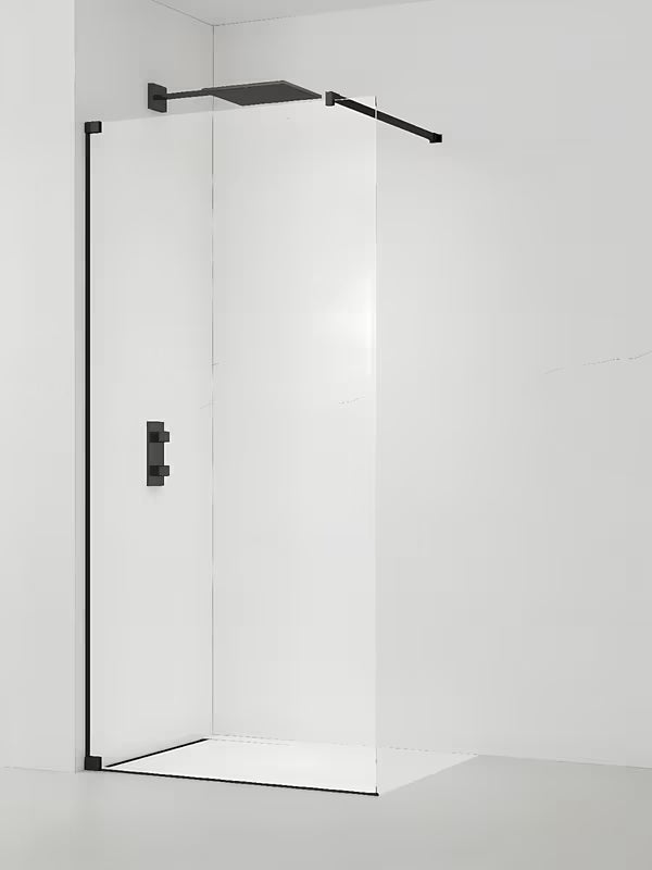 Walk in dušo-sienelė SAT Walk-in 70 cm, su skaidriu stiklu ir juodais matiniais profiliais