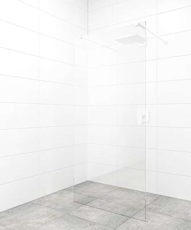 SAT Walk-in walk in Dušo-Sienelė 80 cm baltos spalvos, iš skaidraus grūdinto stiklo su EasyClean danga.