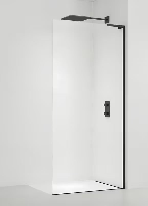 Walk-in dušo sienelė SAT Walk-in 80 cm, juodos matinės spalvos, su skaidriu grūdintu stiklu