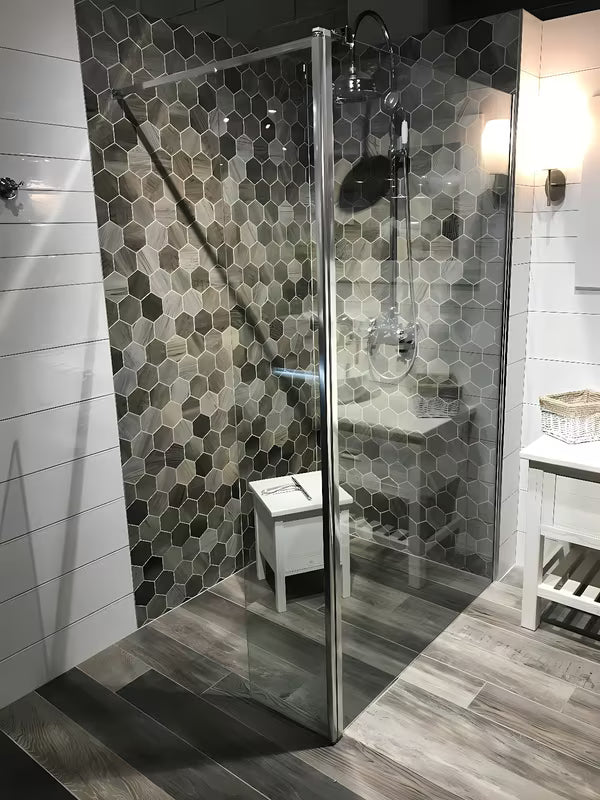 Varstoma šoninė dušo sienelė SAT Walk-in iš skaidraus stiklo su chromuotais profiliais