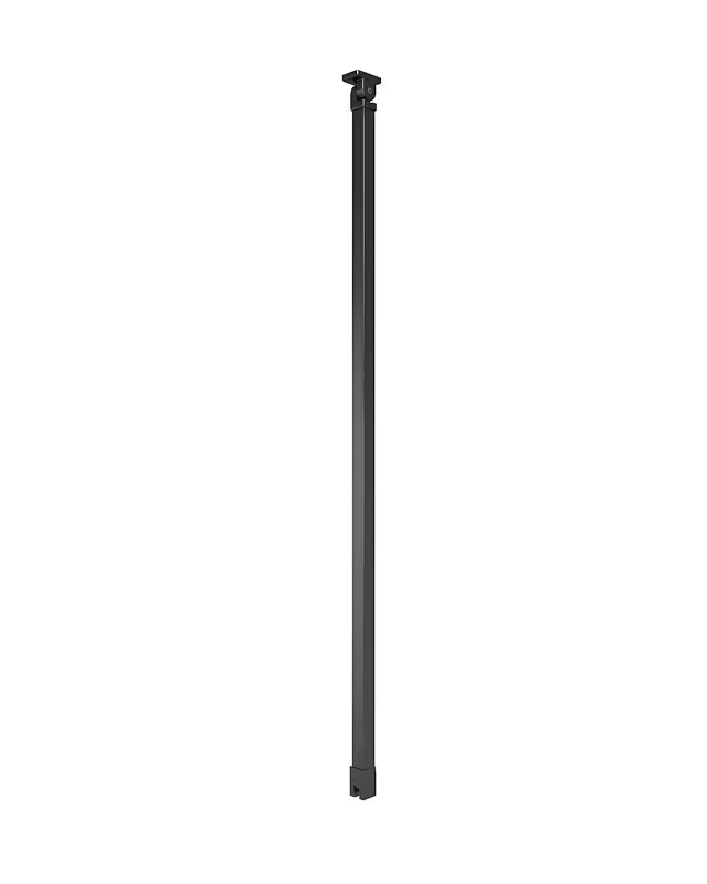 Juoda tvirtinimo atrama SAT Walk-in su lankstais abiejuose galuose pro stiklo stabilizavimui walk-in.