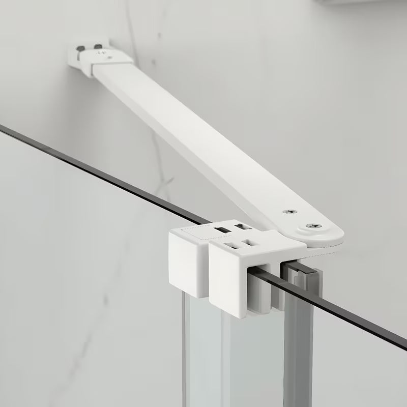 Stačiakampė dušo kabina SAT Xmotion 140x90 cm baltos spalvos, su skaidriu stiklu ir stumdomu atidarymu.